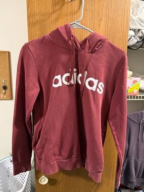 adidas Burgundy Hoodie with White Logo